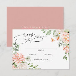 Elegant Modern Botanical Blush Floral Wedding 出欠カード