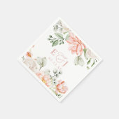 Elegant Modern Botanical Blush Pink Floral Wedding スタンダードカクテルナプキン (角)