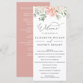 Elegant Modern Botanical Blush Pink Floral Wedding プログラム