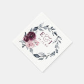 Elegant Modern Botanical Burgundy Floral Wedding スタンダードカクテルナプキン (角)