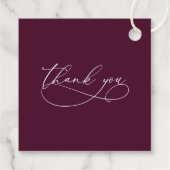 Elegant Modern Botanical Burgundy Floral Wedding フェイバータグ (裏面)