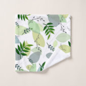 Elegant, Modern Botanical Garden Leaves on White バスタオルセット (ウォッシュタオル)