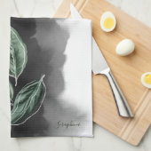 Elegant Modern Botanical Leaves キッチンタオル (四つ折り)