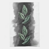 Elegant Modern Botanical Leaves キッチンタオル (縦)