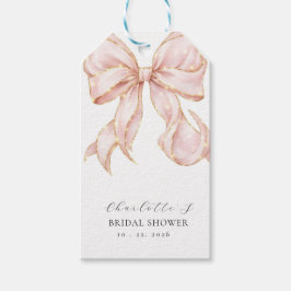 Elegant, Modern Bridal Shower Pink Bow. ギフトタグ
