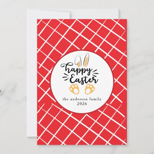 Elegant Modern Bunny Patterns Happy Easter Photo シーズンカード (正面)