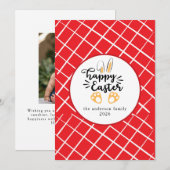 Elegant Modern Bunny Patterns Happy Easter Photo シーズンカード (正面/裏面)