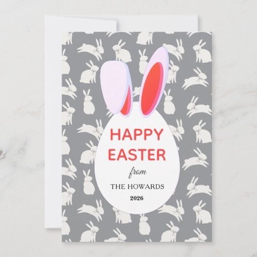 Elegant Modern Bunny Patterns Happy Easter Photo シーズンカード (正面)