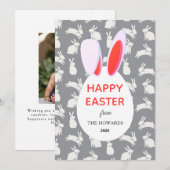 Elegant Modern Bunny Patterns Happy Easter Photo シーズンカード (正面/裏面)