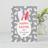 Elegant Modern Bunny Patterns Happy Easter Photo シーズンカード (スタンド正面)