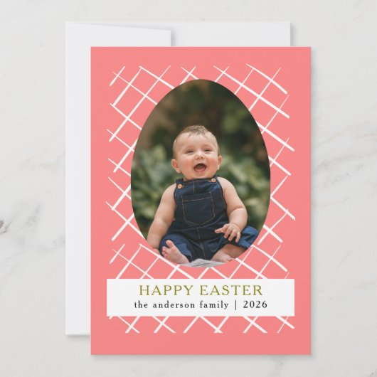 Elegant Modern Bunny Patterns Happy Easter Photo シーズンカード (正面)