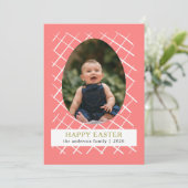 Elegant Modern Bunny Patterns Happy Easter Photo シーズンカード (スタンド正面)