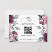 Elegant Modern Burgundy Floral QR CODE 出欠カード (正面)