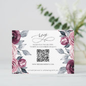Elegant Modern Burgundy Floral QR CODE 出欠カード (スタンド正面)