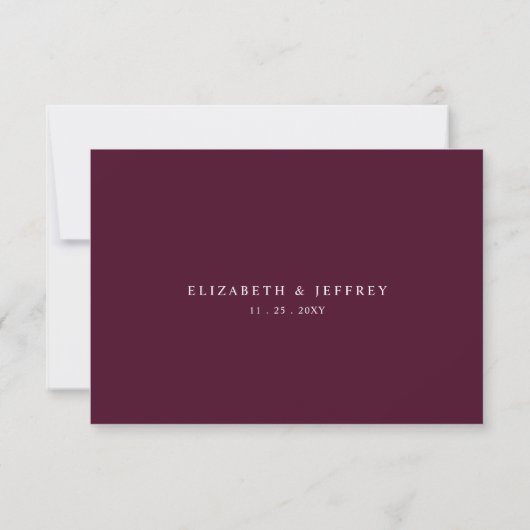 Elegant Modern Burgundy Floral Wedding 出欠カード (裏面)