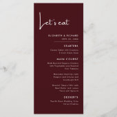 Elegant & Modern Burgundy Let's eat Wedding メニュー (正面)