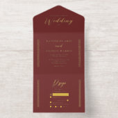 Elegant Modern Burgundy Minimalist Wedding オールインワン招待状 (内側)