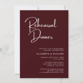 Elegant & Modern Burgundy Rehearsal Dinner 招待状 (正面)