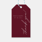 Elegant & modern Burgundy Thank you Wedding ギフトタグ (正面)