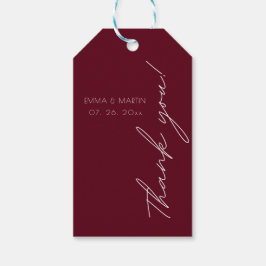 Elegant & modern Burgundy Thank you Wedding ギフトタグ