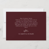 Elegant & Modern Burgundy Wedding サンキューカード (裏面)
