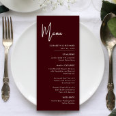 Elegant & Modern Burgundy Wedding Menu メニュー