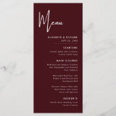 Elegant & Modern Burgundy Wedding Menu メニュー (正面)