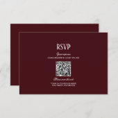 Elegant Modern Burgundy Wedding QR Code RSVP エンクロージャーカード (正面/裏面)