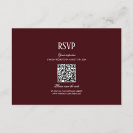 Elegant Modern Burgundy Wedding QR Code RSVP エンクロージャーカード