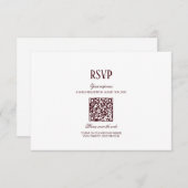 Elegant Modern Burgundy Wedding QR Code RSVP エンクロージャーカード (正面/裏面)
