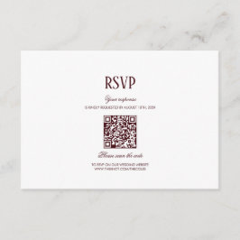 Elegant Modern Burgundy Wedding QR Code RSVP エンクロージャーカード