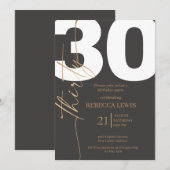 Elegant Modern Calligraphy 30 Adult Birthday 招待状 (正面/裏面)