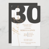 Elegant Modern Calligraphy 30 Adult Birthday 招待状 (正面/裏面)