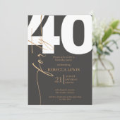 Elegant Modern Calligraphy 40th Adult Birthday 招待状 (スタンド正面)