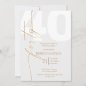 Elegant Modern Calligraphy 40th Adult Birthday 招待状 (正面)