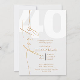 Elegant Modern Calligraphy 40th Adult Birthday 招待状