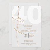 Elegant Modern Calligraphy 40th Adult Birthday 招待状 (正面/裏面)