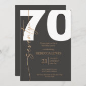Elegant Modern Calligraphy 70th Adult Birthday 招待状 (正面/裏面)