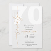 Elegant Modern Calligraphy 70th Adult Birthday 招待状 (正面)