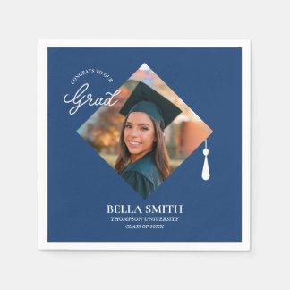 Elegant Modern Calligraphy Custom Graduation Photo スタンダードカクテルナプキン