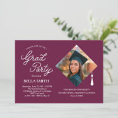 Elegant Modern Calligraphy Photo Graduation Party 招待状 (スタンド正面)