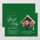 Elegant Modern Calligraphy Photo Graduation Party 招待状 (正面/裏面)