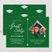 Elegant Modern Calligraphy Photo Graduation Party  招待状 (正面/裏面)