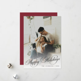 Elegant Modern Calligraphy Script Christmas Photo シーズンカード