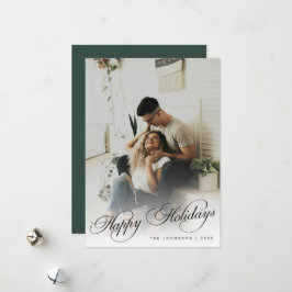 Elegant Modern Calligraphy Script Christmas Photo シーズンカード