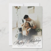 Elegant Modern Calligraphy Script Christmas Photo シーズンカード (正面)