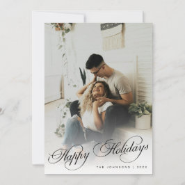 Elegant Modern Calligraphy Script Christmas Photo シーズンカード