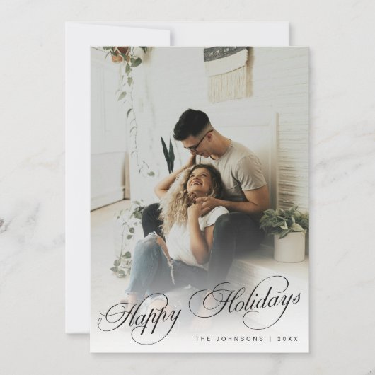 Elegant Modern Calligraphy Script Christmas Photo シーズンカード (正面)
