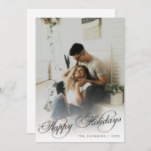 Elegant Modern Calligraphy Script Christmas Photo シーズンカード (正面/裏面)