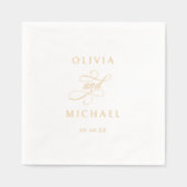 Elegant Modern Calligraphy Script Wedding Gold 箔ナプキン (正面)